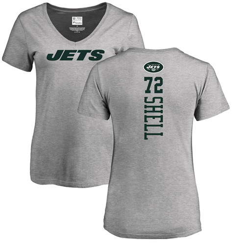 New York Jets Ash Women Brandon Shell Backer NFL Football #72 T Shirt->women nfl jersey->Women Jersey